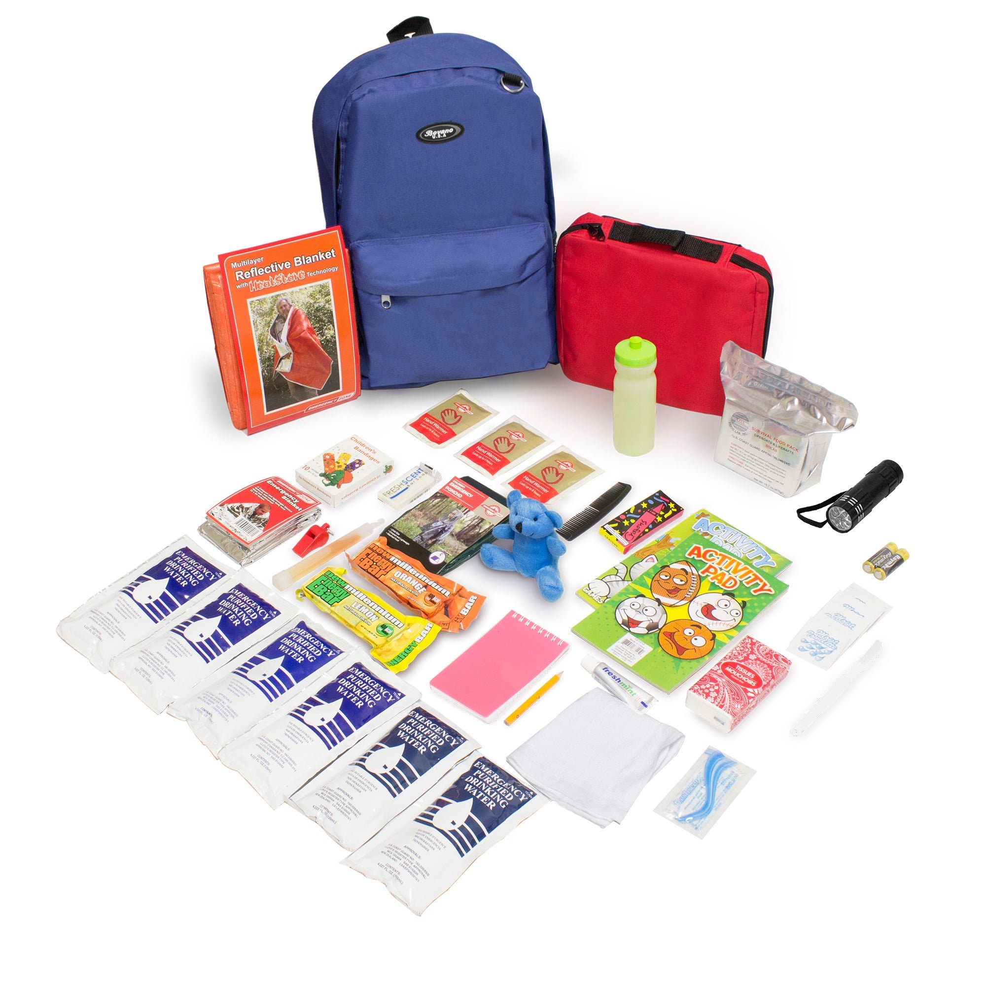 Keep-Me-Safe Children's 72 Hour Survival Kit: Color Options Available | No Masks (Color: Royal Blue)