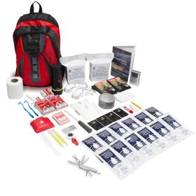 The Essentials Complete 72-Hour Kit - 2 Person: Black or Red Backpack  | No Masks (Color: Red)