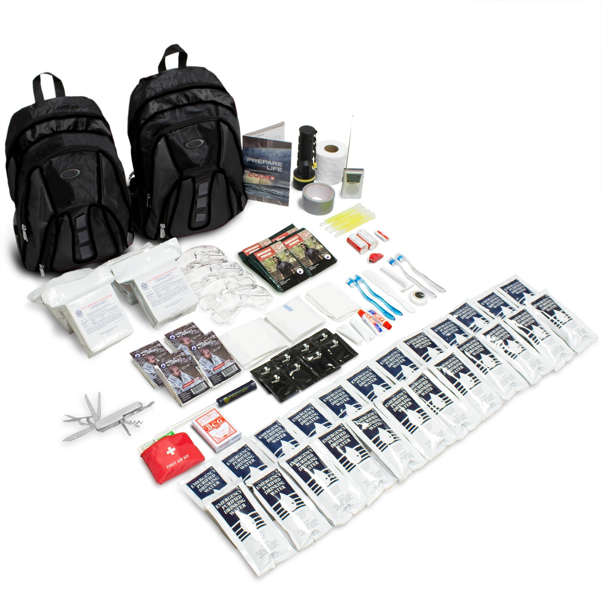 The Essentials Complete 72-Hour Kit - 4 Person: Black or Red Backpack  | No Masks (Color: Red)