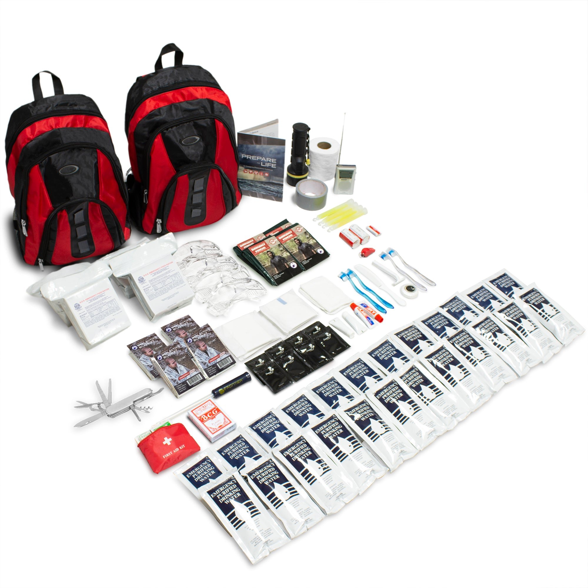The Essentials Complete 72-Hour Kit - 4 Person: Black or Red Backpack  | No Masks (Color: Black)